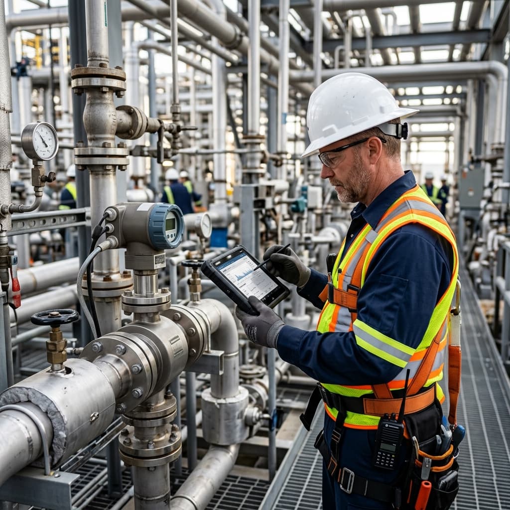 Metering engineer performing calibration — OGS field services